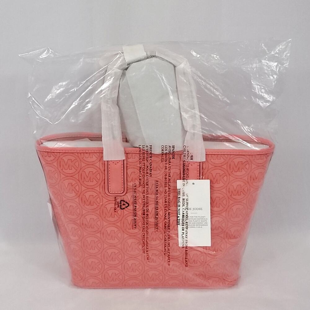 Michael Kors Small Tote Bag The Jodie Jacquard Pink Grapefruit - Picture 8 of 9